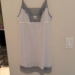 Victoria's Secret White and Gray Striped Chemise
